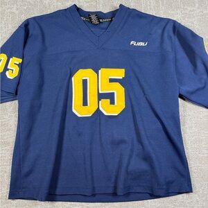 Vintage FUBU Blue Cropped Streetwear Baggy Mens Jersey 05 Size 3XL